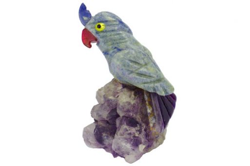 Фигурка попугай с хохолком микро из лазурита.
