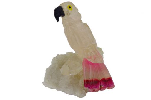 Фигурка попугай микро из розового кварца.
