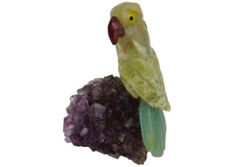 Фигурка попугай микро из яшмы.