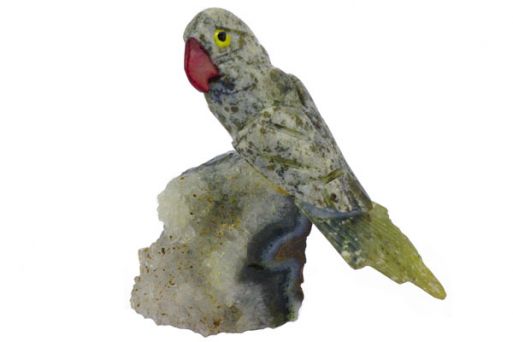 Фигурка попугай микро из яшмы. 