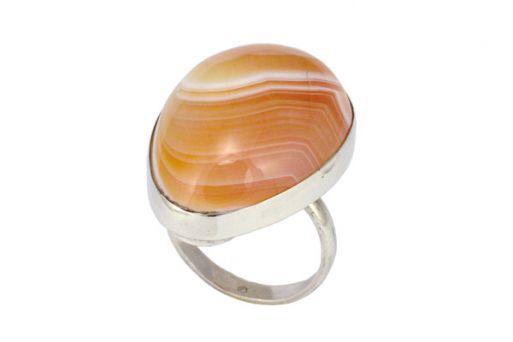 Серебряное кольцо с природным агатом 56097 купить в магазине Самоцветы мира