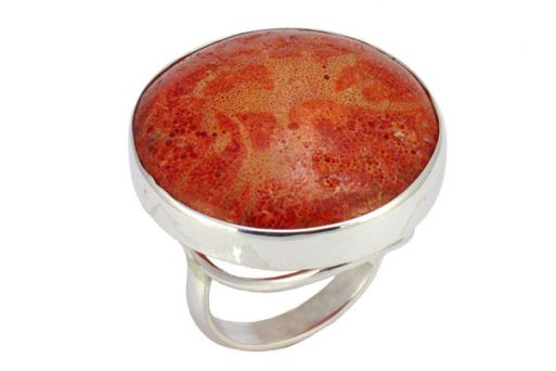 Серебряное кольцо с кораллом 56153 купить в магазине Самоцветы мира