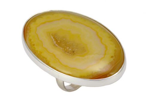 Серебряное кольцо с природным агатом 56166 купить в магазине Самоцветы мира