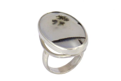 Серебряное кольцо с пейзажным агатом 56167 купить в магазине Самоцветы мира