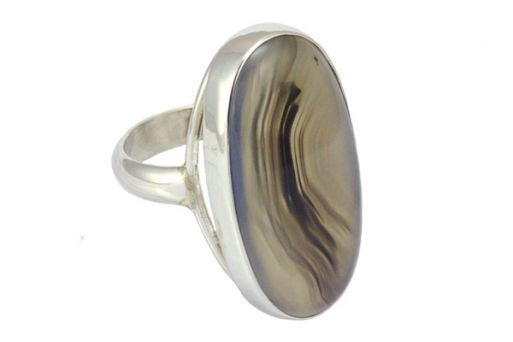 Серебряное кольцо с природным агатом 56168 купить в магазине Самоцветы мира