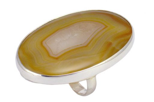 Серебряное кольцо с природным агатом 56185 купить в магазине Самоцветы мира