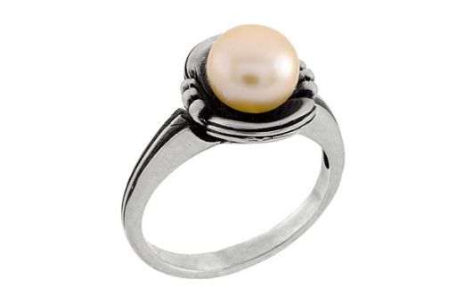 Серебряное кольцо с розовым жемчугом Цветок 56656 купить в магазине Самоцветы мира