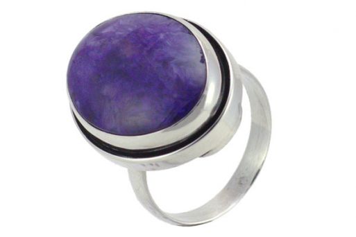 Серебряное кольцо с чароитом 56672 купить в магазине Самоцветы мира