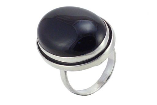 Серебряное кольцо с чёрным агатом 56679 купить в магазине Самоцветы мира