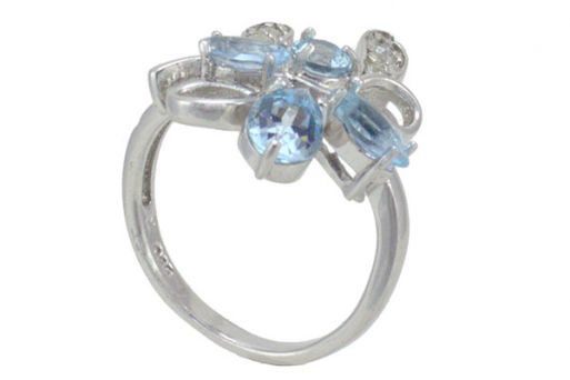 Серебряное кольцо с топазом и фианитами 56870 купить в магазине Самоцветы мира