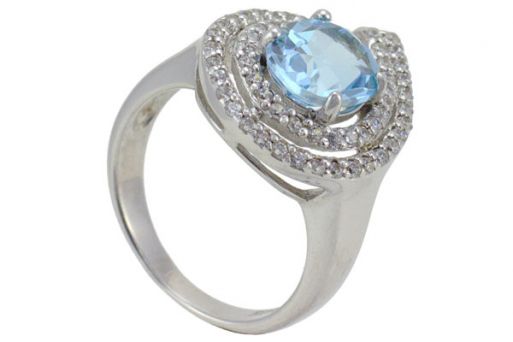 Серебряное кольцо с топазом и фианитами 56872 купить в магазине Самоцветы мира