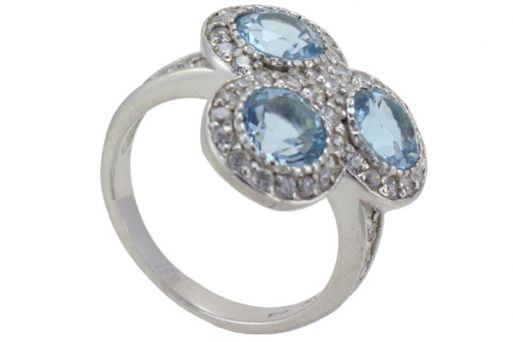Серебряное кольцо с топазом и фианитами 56879 купить в магазине Самоцветы мира