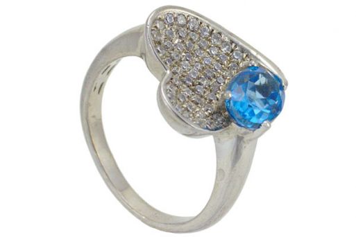 Серебряное кольцо с топазом и фианитами 56889 купить в магазине Самоцветы мира