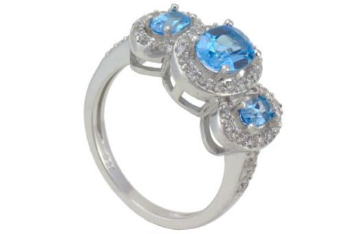 Серебряное кольцо с топазом и фианитами 56892 купить в магазине Самоцветы мира
