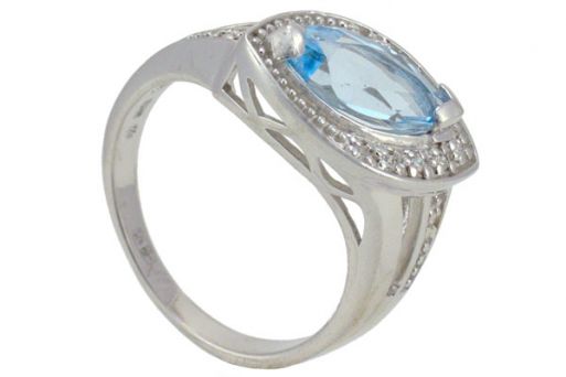 Серебряное кольцо с топазом и фианитами 56898 купить в магазине Самоцветы мира