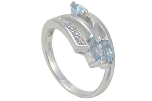 Серебряное кольцо с топазом и фианитами 56899 купить в магазине Самоцветы мира