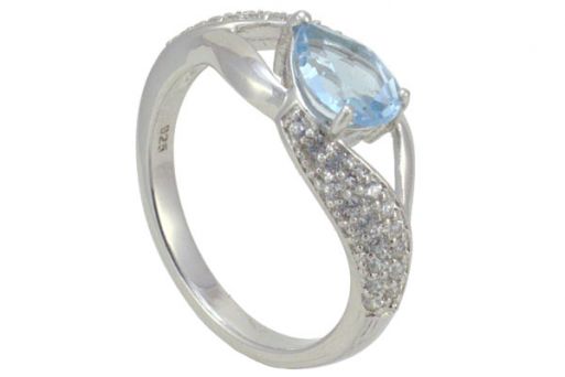 Серебряное кольцо с топазом и фианитами 56902 купить в магазине Самоцветы мира