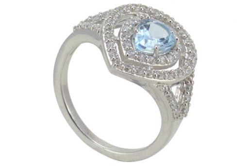 Серебряное кольцо с топазом и фианитами 56905 купить в магазине Самоцветы мира