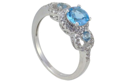 Серебряное кольцо с топазом и фианитами 56915 купить в магазине Самоцветы мира