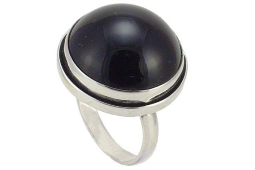 Серебряное кольцо с чёрным агатом 56937 купить в магазине Самоцветы мира