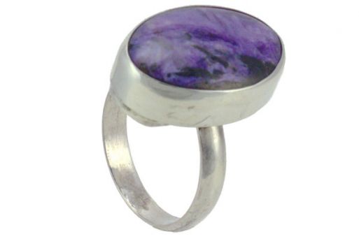 Серебряное кольцо с чароитом 56951 купить в магазине Самоцветы мира