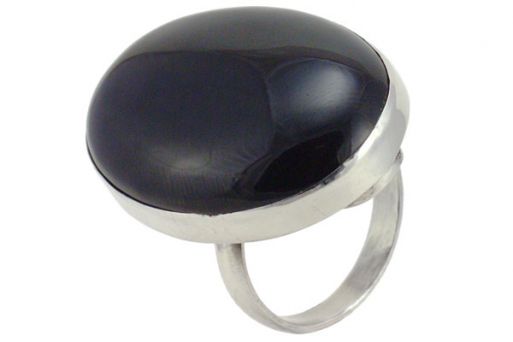 Серебряное кольцо с чёрным агатом 56954 купить в магазине Самоцветы мира
