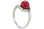 Кольцо из серебра с кораллом красным шар 8 мм капля малая 56999 