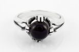 Кольцо из серебра с агатом чёрным круг 8 мм 57000