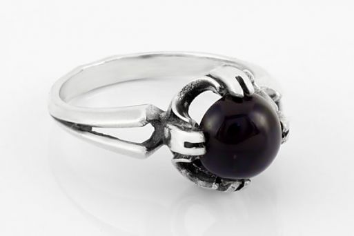 Серебряное кольцо с чёрным агатом 57000 купить в магазине Самоцветы мира