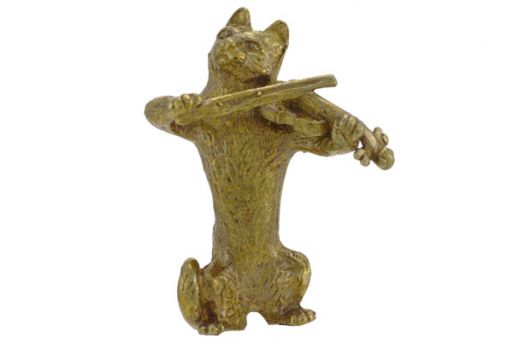 Бронзовую фигурку кот играет на скрипке 57044 купить в магазине Самоцветы мира