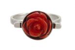 Кольцо из серебра с кораллом красным роза 10 мм чаша 57158