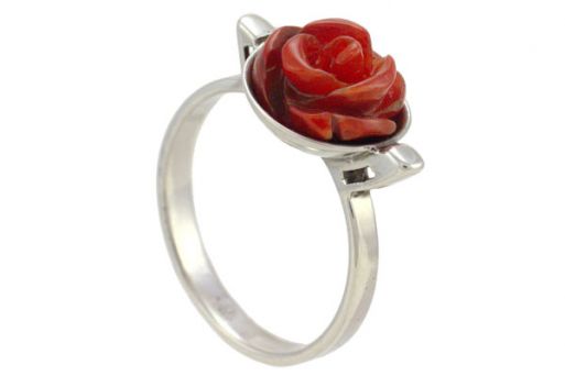 Серебряное кольцо с кораллом 57158 купить в магазине Самоцветы мира