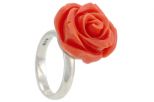 Кольцо из серебра с кораллом розовым роза 17 мм 57297