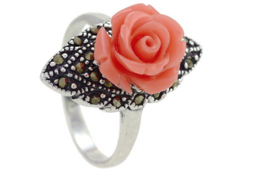 Серебряное кольцо с кораллом 57299 купить в магазине Самоцветы мира