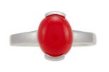 Кольцо из серебра с кораллом красным овал 8х10 мм 57318