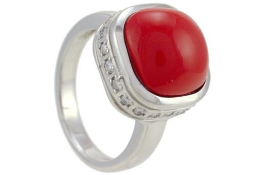 Серебряное кольцо с кораллом 57322 купить в магазине Самоцветы мира