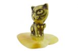 Фигурка бронзовая на янтаре Котёнок с бантиком