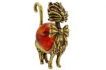 Фигурка бронзовая на янтаре Кошечка с шаром