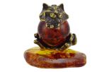 Фигурка бронзовая на янтаре Кот с шариком
