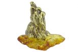 Фигурка бронзовая на янтаре Собачка Йорк с бантиком