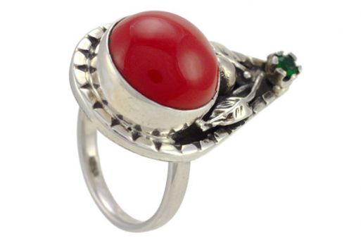 Серебряное кольцо с кораллом 57452 купить в магазине Самоцветы мира