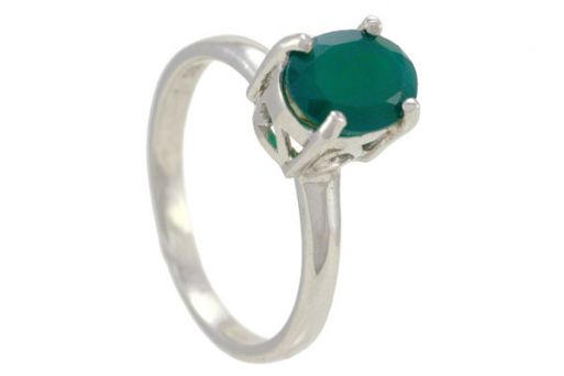 Серебряное кольцо с зелёным агатом 57463 купить в магазине Самоцветы мира