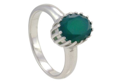 Серебряное кольцо с зелёным агатом 57467 купить в магазине Самоцветы мира
