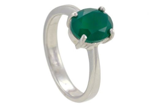 Серебряное кольцо с зелёным агатом 57469 купить в магазине Самоцветы мира
