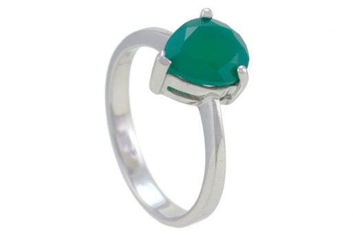 Серебряное кольцо с зелёным агатом 57483 купить в магазине Самоцветы мира