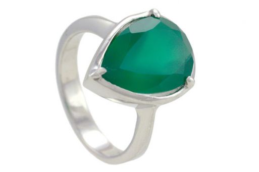 Серебряное кольцо с зелёным агатом 57485 купить в магазине Самоцветы мира