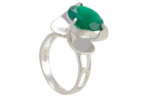 Серебряное кольцо с зелёным агатом 57487 купить в магазине Самоцветы мира