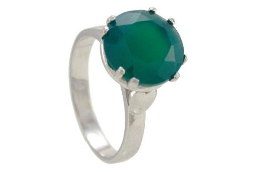 Серебряное кольцо с зелёным агатом 57490 купить в магазине Самоцветы мира