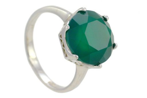 Серебряное кольцо с зелёным агатом 57492 купить в магазине Самоцветы мира