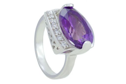 Серебряное кольцо с александритом и фианитами 57630 купить в магазине Самоцветы мира